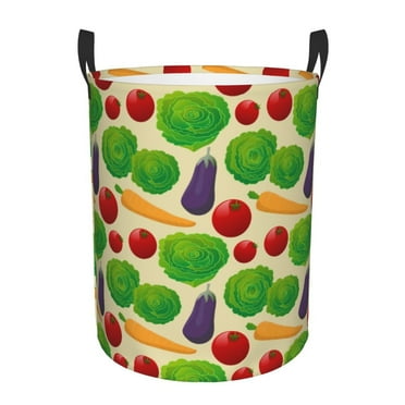 Fotbe Vegetable Laundry Basket with Handles, Waterproof Large Laundry Hamper, Wash Bag for Corner Dorm, Rolling Laundry Basket with Handles-Small