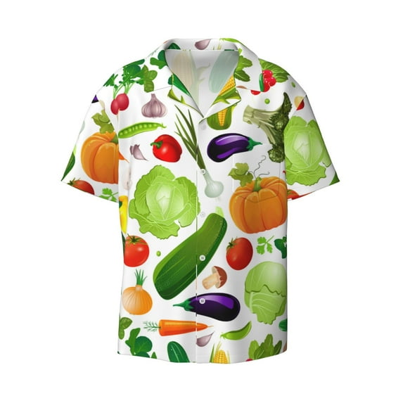 Fotbe Vegetables2 print Short Sleeve Button Down Shirts for Men Casual Summer Beach Wrinkle Free Shirt-4X-Large