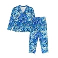 thumbnail image 1 of Fotbe Vibrant Blue Floral Pattern Long Sleeve Pajama Set for Women,Sleepwear Set,2-piece Loungewear Set,Soft PJs Comfy Nightwear with Pockets -X-Large, 1 of 7