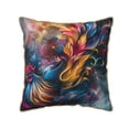 thumbnail image 1 of Fotbe Vibrant Rooster Painting Pattern Velvet Decorative Throw Pillow Covers with Elegant Piping, Soft Plush Cushion Cover for Sofa, Bed, Car, Office-18"x18", 1 of 8
