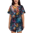 thumbnail image 1 of Fotbe Vibrant Rooster Painting Print Pajama Set for Women 2 Piece Loungewear Short Sleeve Tops and Shorts Set Soft Sleepwear-Small, 1 of 7