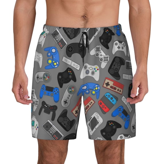 Fotbe Video Game Men’s Swim Trunks Quick Dry Swim Shorts Board Shorts with Mesh Lining-Small