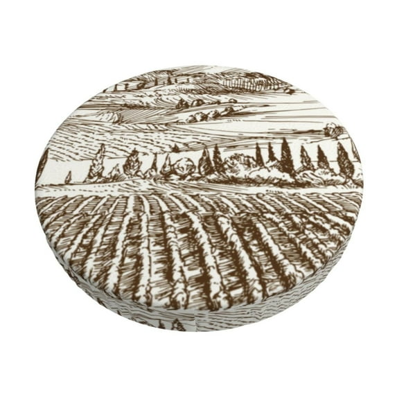 Fotbe Vineyard Landscape 1 Stool Covers Round,Waterproof Round Bar Stool Covers Bar Chair Covers Washable Stool Cushion Slipcover for 12-14 Inch Chair-12 inch