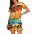 thumbnail image 1 of Fotbe Vintage Beach Sunset Pattern Women's Cotton Nightgown Sleepwear Short Sleeves Shirt Casual Print Sleepdress, 1 of 6