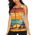 thumbnail image 1 of Fotbe Vintage Beach Sunset Womens Loose Fit Casual Flowy Slim-Fit Tank Tops Athletic Round Neck Trendy Sleeveless Summer Tops for Gym and Yoga-X-Large, 1 of 7