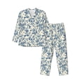 thumbnail image 1 of Fotbe Vintage Blue Floral Pattern Long Sleeve Pajama Set for Men,Sleepwear Set,2-piece Loungewear Set,Soft PJs Comfy Nightwear with Pockets-X-Large, 1 of 7
