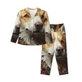 thumbnail image 1 of Fotbe Vintage Colorful Flower Puppy Pattern Long Sleeve Pajama Set for Women,Sleepwear Set,2-piece Loungewear Set,Soft PJs Comfy Nightwear with Pockets -Medium, 1 of 7