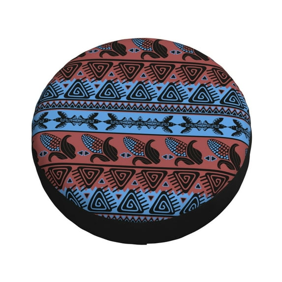 Fotbe Vintage Corn Pattern in Red Blue Spare Tire Cover Thickening Universal Fit for Jeep, Trailer, RV, SUV, Truck, Tough Tire Wheel Soft Cover-17 inch