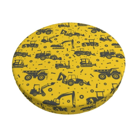 Fotbe Vintage Excavator Stool Covers Round,Waterproof Round Bar Stool Covers Bar Chair Covers Washable Stool Cushion Slipcover for 12-14 Inch Chair-13 inch