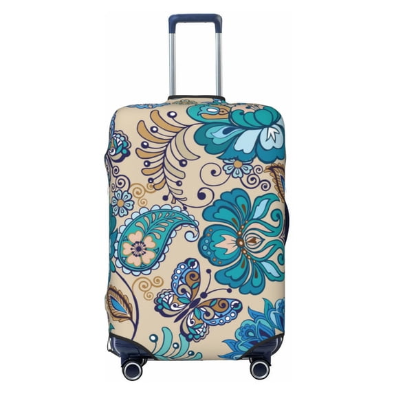 Fotbe Vintage Floral Butterflies Luggage Cover Protector,Suitcase Protector,Scratch and Dirt Resistant,Fits 18-32 Inch Luggage-Small