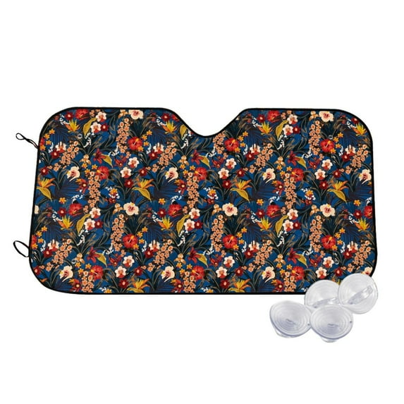 Fotbe Vintage Floral Car Windshield Sunshade | Sun Visor Protector Front Window Shade, Keeps Out UV Rays, Keeps Your Vehicle Cool-Medium