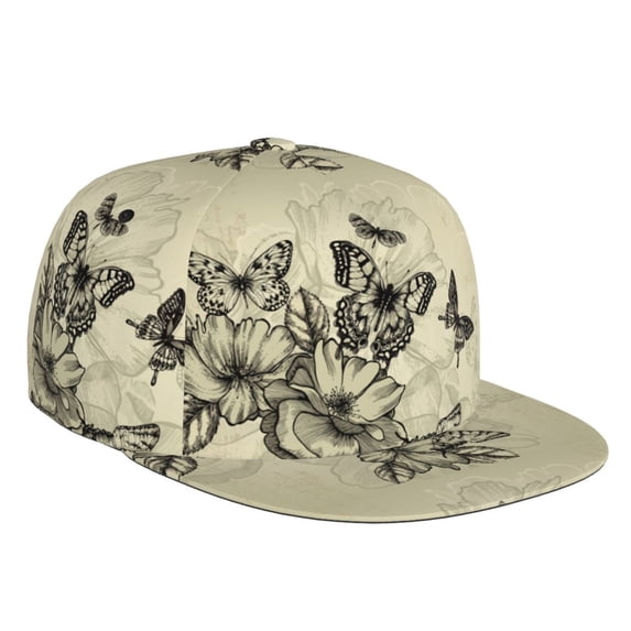 Fotbe Vintage Floral Flat Bill Visor Cap Classic Snapback Hat Polyester Foam Trucker Hat Trucker Cap Adjustable Baseball Cap