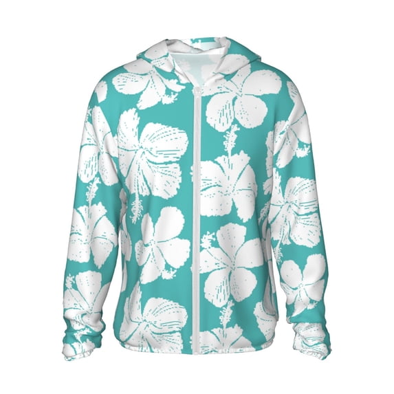 Fotbe Vintage Floral Men's Women's UPF 50+ Sun Protection Jacket Hooded Cooling Shirt with Pockets Hiking Outdoor Performance-XX-Large