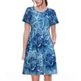 thumbnail image 1 of Fotbe Vintage Floral Pattern Dress Casual Womens Fashion Short Sleeve Maxi Dress T Shirt Dress Striped Long Color Block Maxi Dress, 1 of 6