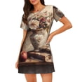 thumbnail image 1 of Fotbe Vintage Floral Vase With Books Pattern Women's Cotton Nightgown Sleepwear Short Sleeves Shirt Casual Print Sleepdress, 1 of 6