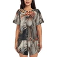 thumbnail image 1 of Fotbe Vintage Floral White Horse Print Pajama Set for Women 2 Piece Loungewear Short Sleeve Tops and Shorts Set Soft Sleepwear-3X-Large, 1 of 7