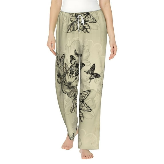 Fotbe Vintage Floral Women's Pajama Pants,Sleepwear Pants,Pj Bottoms Drawstring And Pockets-Small