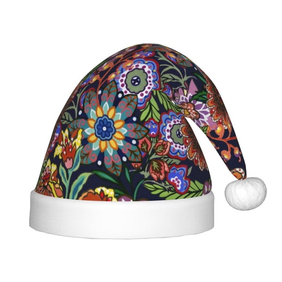 Fotbe Vintage Floral for Christmas Hat, Santa Hat for Kids Xmas Holiday Hat Comfort Christmas New Year Festive Party Supplies