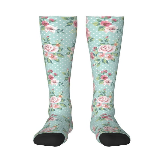 Fotbe Vintage Floral print Women's Men's Novelty Crew Socks Cotton Socks Knee High Socks for Walking,Running,Nurses,Pregnancy