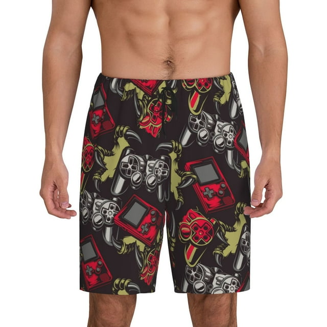 Fotbe Vintage Gaming Pajama Shorts for Men, Men's Pajama Bottoms
