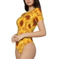 thumbnail image 1 of Fotbe Vintage Leopard Print Sunflower Women's Crew Neck Short Sleeves Bodysuit Tops Round Neck Slim Sleeveless Soft Comfortable Basic-Medium, 1 of 7