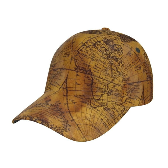 Fotbe Vintage Map Baseball Cap, Vintage Map Print Dad Hat,Outdoor Hat,Adjustable Sports Cap, Perfect For Activities