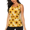 thumbnail image 1 of Fotbe Vintage Marble Pattern Sunflower Womens Loose Fit Casual Flowy Slim-Fit Tank Tops Athletic Round Neck Trendy Sleeveless Summer Tops for Gym and Yoga-Small, 1 of 7