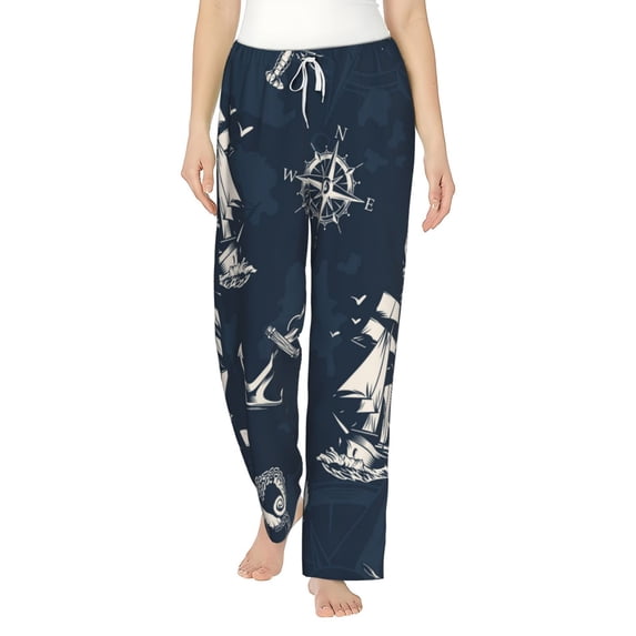 Fotbe Vintage Marine Women's Pajama Pants,Sleepwear Pants,Pj Bottoms Drawstring And Pockets-Medium