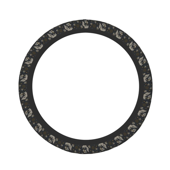 Fotbe Vintage Moon with Plants and Fox for Steering Wheel Cover Universal 15 in Car Accessories for Men Women,Steering Wheel Protector Comfortable Protective Case for SUV Sedan Decor