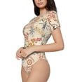 thumbnail image 1 of Fotbe Vintage Nautical Women's Crew Neck Short Sleeves Bodysuit Tops Round Neck Slim Sleeveless Soft Comfortable Basic-Small, 1 of 7