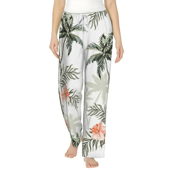 Fotbe Vintage Palm Trees Women's Pajama Pants,Sleepwear Pants,Pj Bottoms Drawstring And Pockets-Small