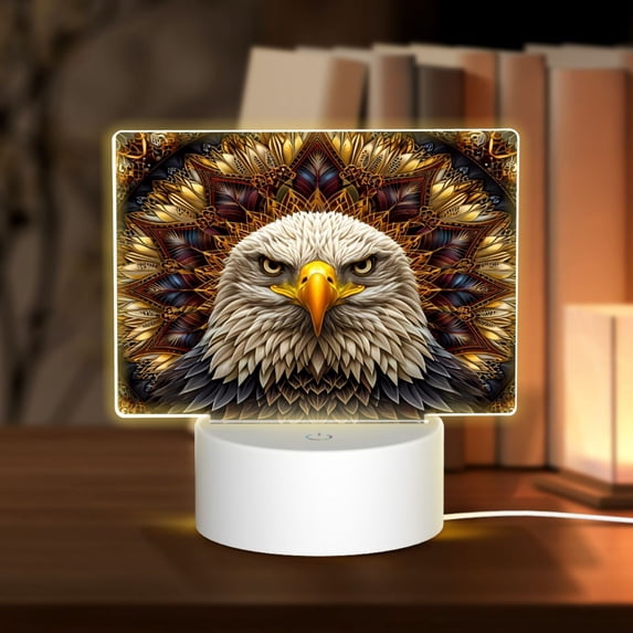 Fotbe Vintage Pattern Bald Eagle Pattern Acrylic Night Light Gift with 3 Color ModesTouch-Sensitive LED Lamp Perfect Gift for Mother's Day, Birthday, or Christmas