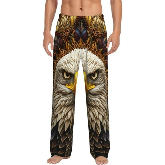 Fotbe Vintage Pattern Bald Eagle Men's Pajama Pants,Sleepwear Pants,Pj Bottoms Drawstring And Pockets-Small