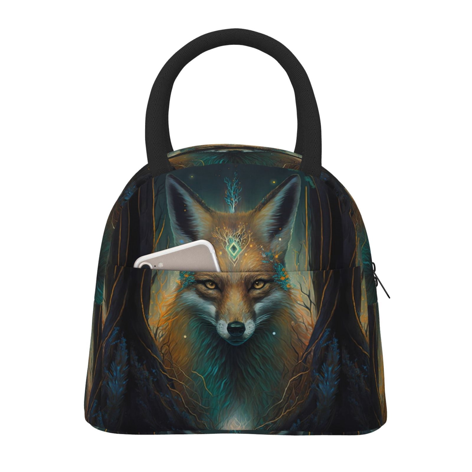 Fotbe Vintage Pattern Fox Pattern Lunch Bag, Insulated Lunch Box, Small ...