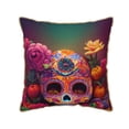 thumbnail image 1 of Fotbe Vintage Patterned Skull Pattern Velvet Decorative Throw Pillow Covers with Elegant Piping, Soft Plush Cushion Cover for Sofa, Bed, Car, Office-20"x20", 1 of 8