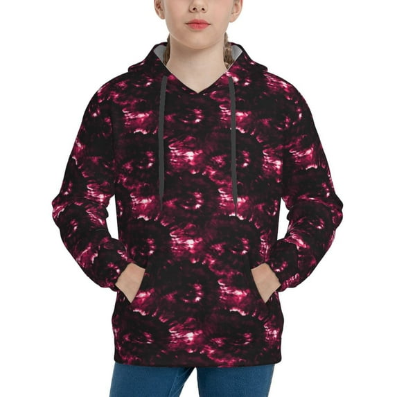 Fotbe Vintage Psychedelic Pattern Youth Pullover Hooded Sweatshirt, Boys Hoodie, Kangaroo Pocket Hoodie for Kids Girls -Large