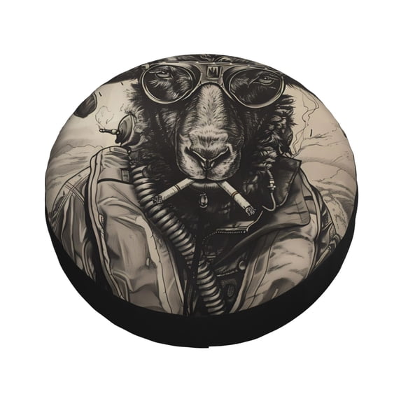 Fotbe Vintage Ram Pilot Spare Tire Cover Thickening Universal Fit for Jeep, Trailer, RV, SUV, Truck, Tough Tire Wheel Soft Cover-15 inch
