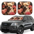 thumbnail image 1 of Fotbe Vintage Red Flower Chihuahua 2-Piece Car Windshield Sun Shade | Sun Blocker for Car Windshield | Foldable Automotive Interior Accessories for Sun Protection-Medium, 1 of 7