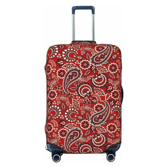 Fotbe Vintage Red Paisley Luggage Cover Protector,Suitcase Protector,Scratch and Dirt Resistant,Fits 18-32 Inch Luggage-Small