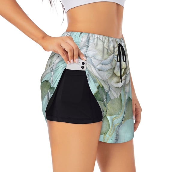 Fotbe Vintage Rose1 Womens High Waist Running Shorts Athletic Workout Quick Dry Shorts for Women with Pockets Gym Yoga Summer Shorts-X-Large