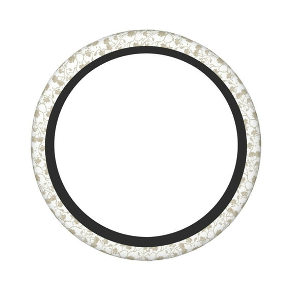 Fotbe Vintage Stylized White Color Steering Wheel Cover Universal 15 in Car Accessories for Men Women,Steering Wheel Protector Comfortable Protective Case for SUV Sedan Decor
