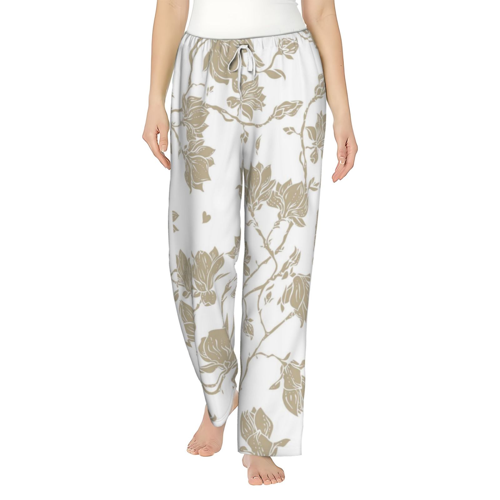 Fotbe Vintage Stylized White Color Women's Pajama Pants,Sleepwear Pants ...