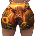 thumbnail image 1 of Fotbe Vintage Sunflower Cow B Seamless Shorts, Womens Workout Shorts High Waist Stretch Booty Short for Gym/Yoga/Running/Biking-Small, 1 of 9