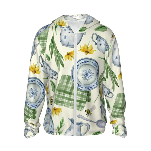 Fotbe Vintage Utensils Men's Women's UPF 50+ Sun Protection Jacket Hooded Cooling Shirt with Pockets Hiking Outdoor Performance-Small