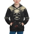 thumbnail image 1 of Fotbe Vintage Winged Rose Skull Pattern Youth Pullover Hooded Sweatshirt, Boys Hoodie, Kangaroo Pocket Hoodie for Kids Girls -Small, 1 of 6