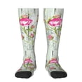 thumbnail image 1 of Fotbe Vintage Wood Background with Floral print Women's Men's Novelty Crew Socks Cotton Socks Knee High Socks for Walking,Running,Nurses,Pregnancy, 1 of 9