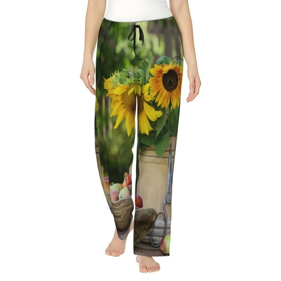 Fotbe Vintage Wooden Bucket Women's Pajama Pants,Sleepwear Pants,Pj Bottoms Drawstring And Pockets-XX-Large