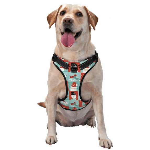 Fotbe Warm Christmas Memories Pattern Dog Harness, No-Pull Pet Harness with 2 Leash Clips, Adjustable Soft Padded Dog Vest with Easy Control Handle for Large Dogs-X-Large