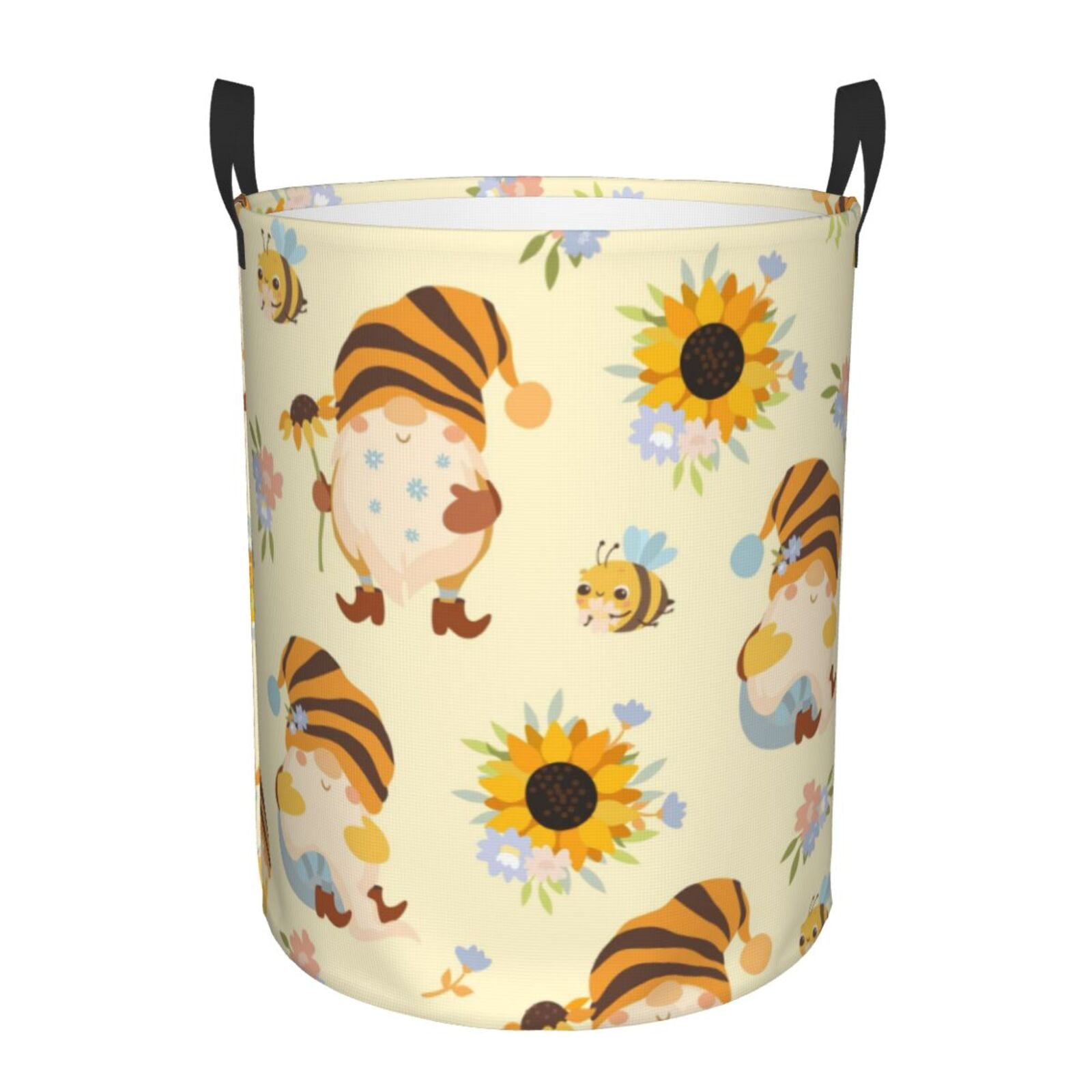 Fotbe Watercolor Bee Honey Bee Laundry Basket with Handles