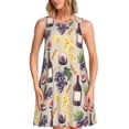 thumbnail image 1 of Fotbe Watercolor Bottles And Glasses Pattern Women’s Summer Tank Midi Dress – Sleeveless A-Line Dress, Floral T-Shirt Dress, Casual Flowing Beach Sundress, 1 of 7